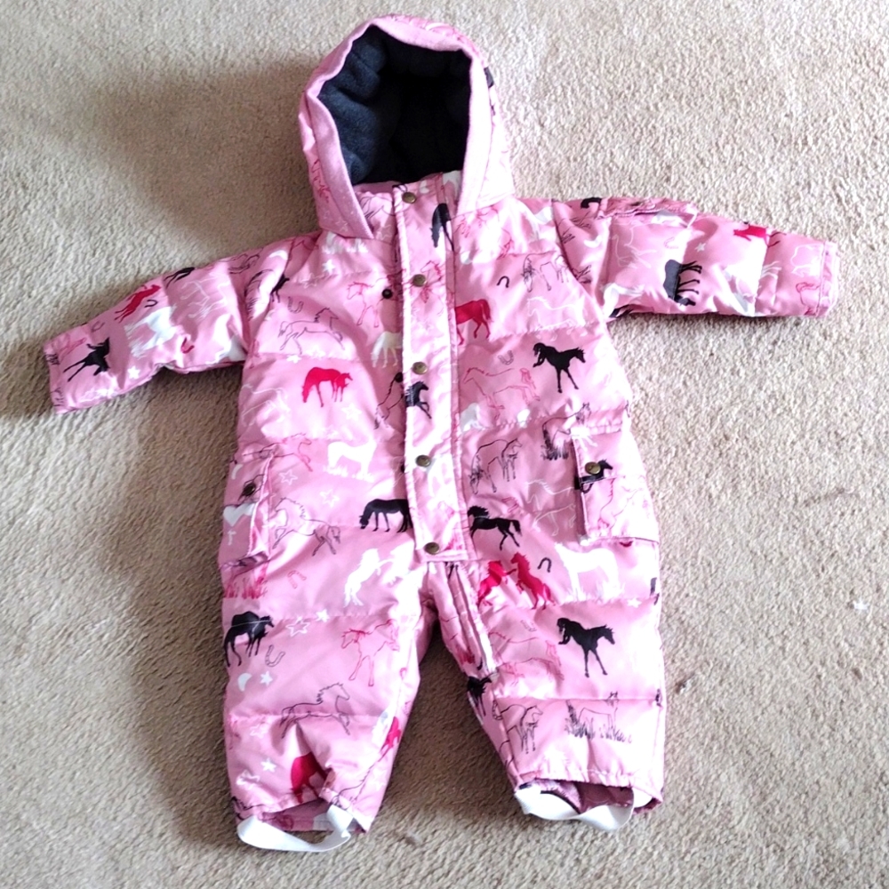 Hatley Horse Pink Snowsuit 6-12 Mos